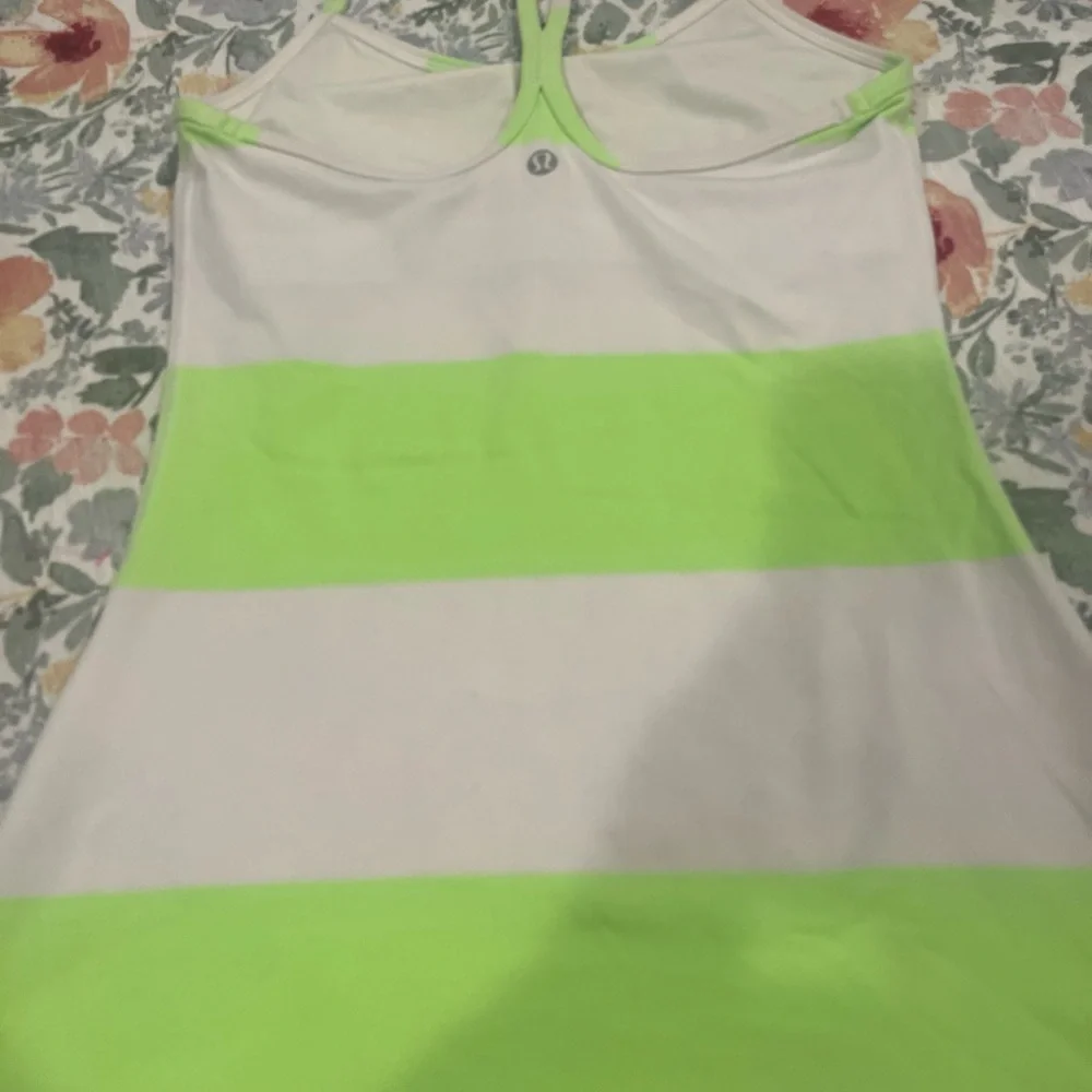 lululemon athletica Lime Green and White Tank Top